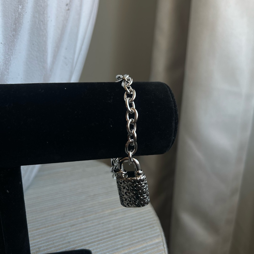 Women's Silver Padlock Charm Chain Bracelet - Stylish Link Design